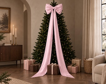 Giant Christmas Bow, Oversized Holiday Tree Topper, Large Christmas Decor Bow, Festive Door Wreath Fireplace and Staircase Decoration