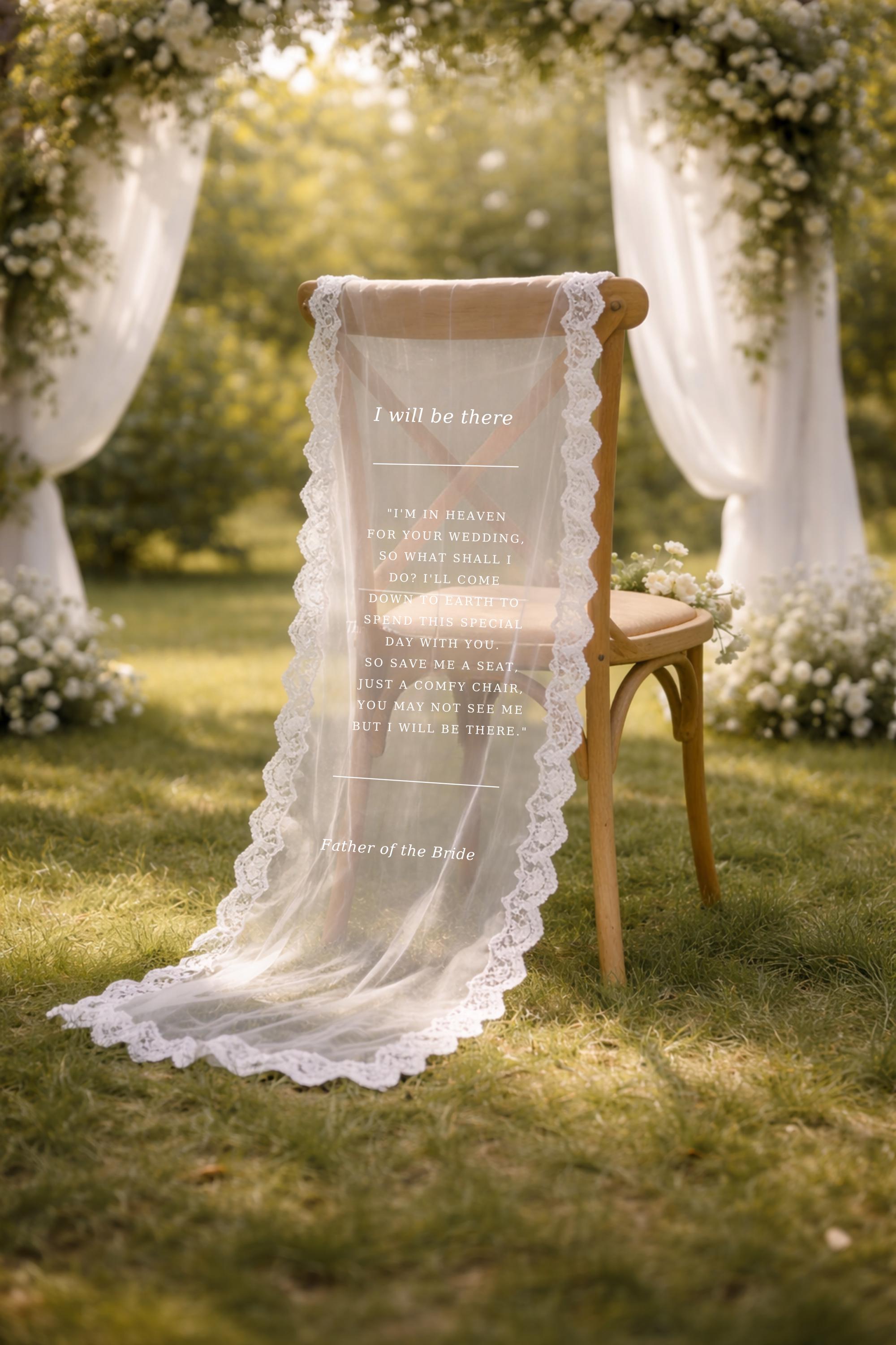 In Memory Chair Personalized Wedding Memorial Chair Sash- in Loving Memory Reserved ...