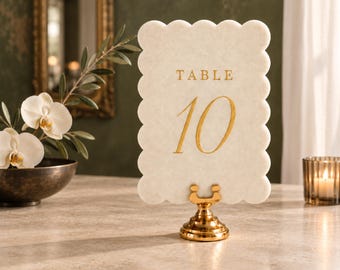 Gold Velvet Wedding Table Numbers with Elegant Holder, Luxury Number Signs for Reception Tables, Romantic Wedding Centerpiece Decor