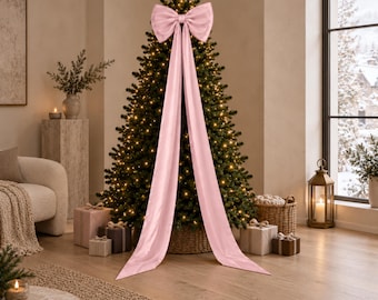 Large Christmas Tree Topper Bow, Oversized Festive Ribbon Decoration, Giant Bow for Holiday Door, Mantel, Wreath and Wedding Decor