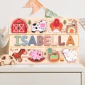 Personalized Wooden Name Puzzle for Toddlers, Montessori Farm Animal Toys Inspired by Old MacDonald Had a Farm, 1st Birthday Gift