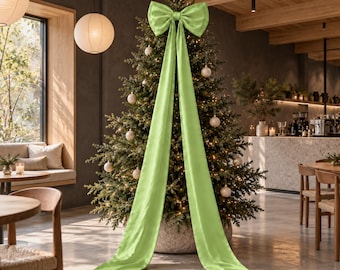 Large Christmas Tree Topper Bow, Oversized Holiday Ribbon Decoration, Giant Festive Bow for Door, Wedding, Party and Storefront