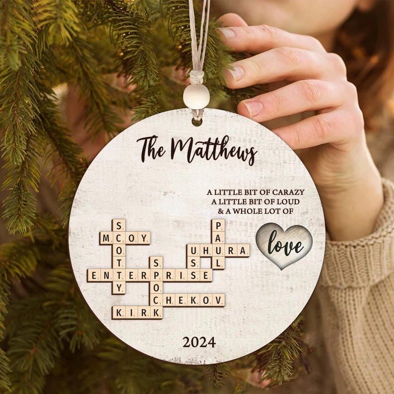 Personalized Family Crossword Puzzle Art Ornament, Family Whole Lot of