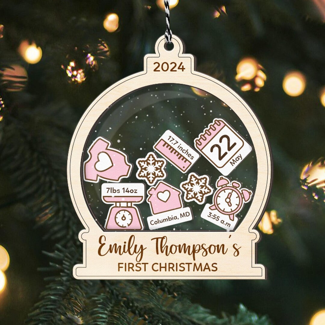 Baby's First Christmas Ornament 2024, Personalized Baby 1st Christmas