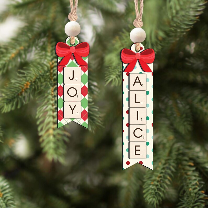Personalized Scrabble Puzzle Christmas Ornament With Names, Custom
