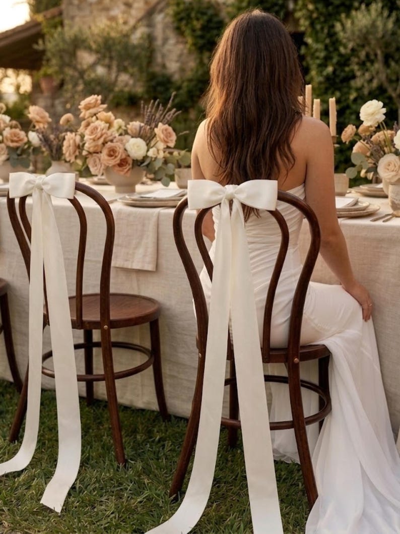 Pre-tied Satin Wedding Chair Bows, Romantic Bridal Ceremony Decor - Etsy