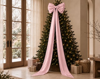 Oversized Christmas Bow, Giant Holiday Tree Topper, Large Decorative Ribbon Bow for Front Door, Wreath, Fireplace and Staircase