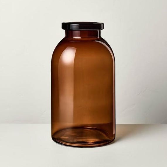 Tinted Glass Jug Vase Amber