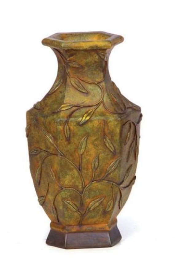 Resin Leaf Vase - Rust