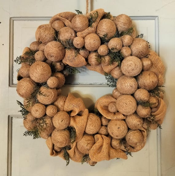 Burlap Winter Accent Wreath
