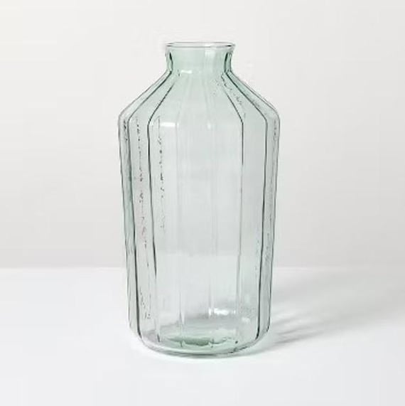 Ribbed Glass Decorative Flower Vase