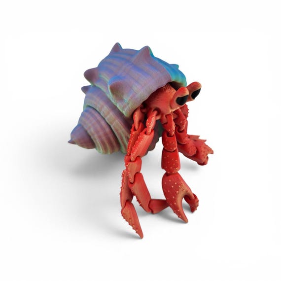 3D Printed Hermit Crab, Marine Life Decor, Beach Lover Gift, Ocean Animal Figurine, Coastal Home Decor, Ocean-Themed Gift, Hermit Crab Toy