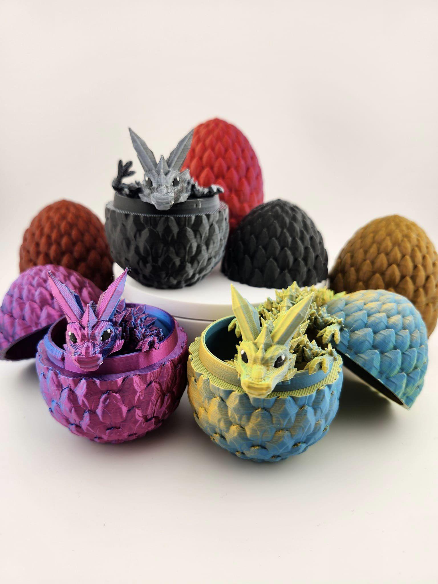 3d printed Dragon, Tiny Dragon and Egg Combo, Fantasy Decor, Dragon Egg, Dragon Hatchling, Small Size Dragon, Magical Creature Decor
