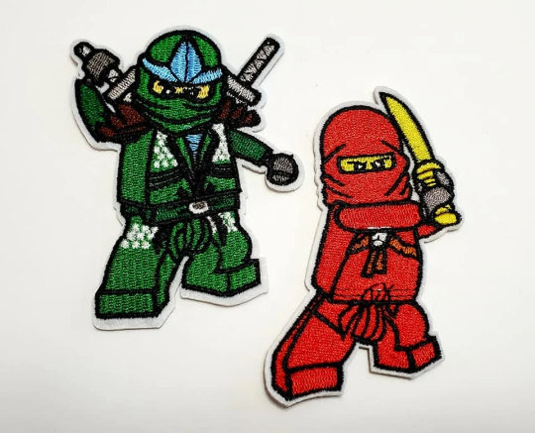 Red Ninja Patch, Green Ninja Iron On, Patches for Jackets, Embroidered