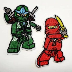 Red Ninja Patch, Green Ninja Iron on, patches for jackets, embroidered patch, iron on patch, ninja gifts, ninja heat transfer, party favour