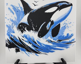 Orca Wall Art, 3D Printed Orca, Hueforge Wall Art, Marine Life Decor, Sea Animal Art, Killer Whale, Ocean Lover Gift, Marine Theme Decor