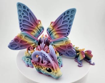 3D printed Baby Butterfly Dragon, Articulated Dragon, Dragon Replica, 3D Printed Art, Dragon Collectible,Desk Ornament, Mythical Creature