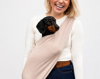 Marsupio porta-cani leggero in cotone: a mani libere, reversibile, lavabile in lavatrice.
