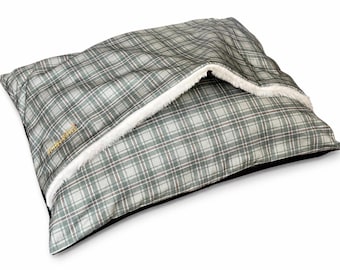 Personalized Dog Den Bed: Handmade Snuggle Sack with Waterproof Base