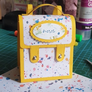 Cadeau pour la maîtresse, cartable, mini sac à dos, école, scrapbooking