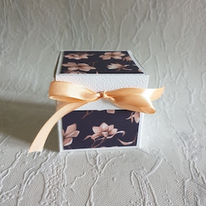 Square gift box with ribbon, handmade, French artisanal manufacture