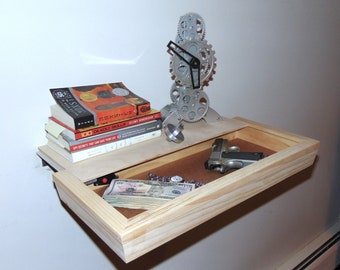 Estante flotante con compartimento oculto hecho a mano: caja de madera auténtica