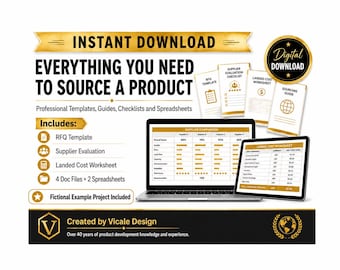 INSTANT DOWNLOAD — Product Development Sourcing Toolkit – RFQ Template, Supplier Comparison, Factory Checklist.