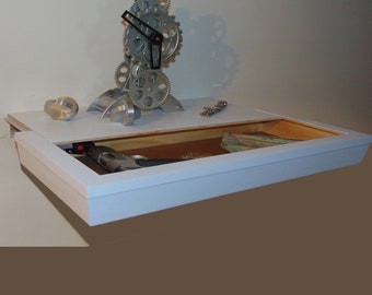 Estante flotante con compartimento oculto: caja de madera para guardar cosas - 100 % hecho a mano en EE. UU.