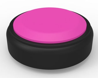 El botón fácil personalizado "Parte superior rosa - Fondo negro": grabe sus propios mensajes de 10 segundos