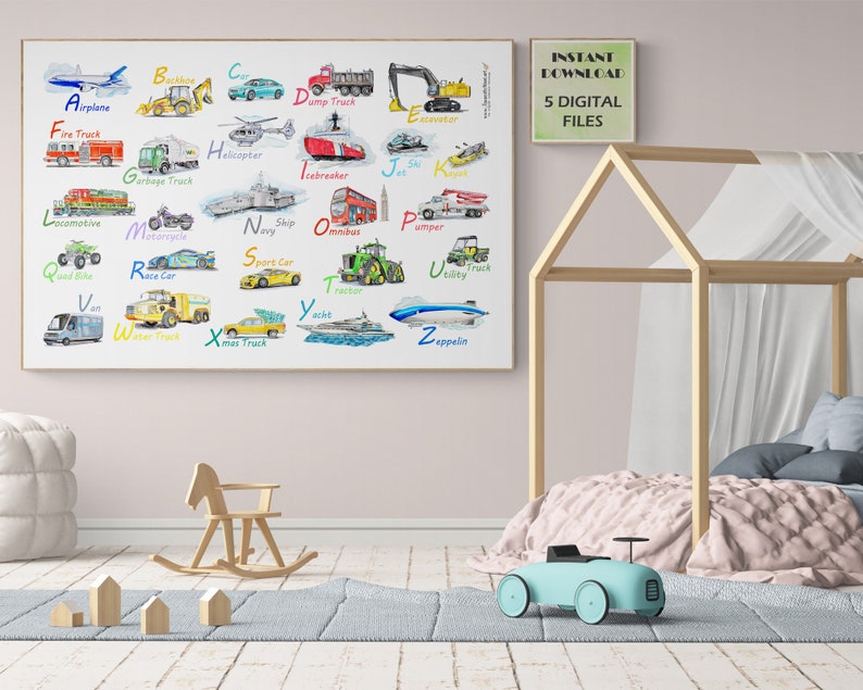 Fire Truck Wall Decor Fire Engine Wall Art Watercolor Nursery Etsy