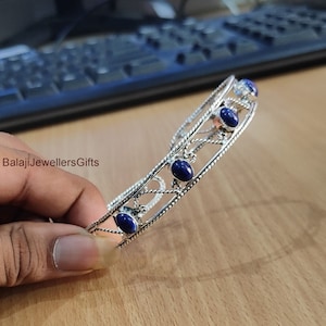 Lapis Lazuli Armreif, 925 Sterling Silber, handgemachter Armreif, schöner Armreif, für Frauen Geschenk Armreif, Hochzeitsarmreif, Party Wear Armreif, B1713