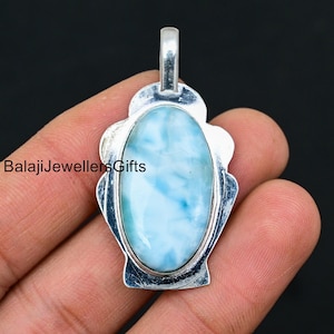 Natural Blue Larimar Pendant, 925 Silver Sterling , Silver Larimar Pendant, Handmade Necklace, Blue Pendant, Gift For Her, Gift For Husband