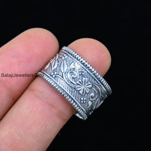Flower Band Ring, Thumb Ring, 925 Sterling Silver Ring, Handmade Ring, Gift For Her, Men's And Women Gift, Beautiful Ring, Silver Boho Gift