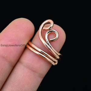Handmade Copper Spiral Ring: Boho Stackable Wire Ring