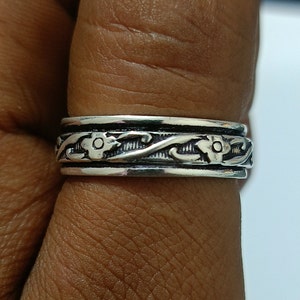 Solide 925 Sterling zilveren spinnerring, handgemaakte duimring, meditatiering, Boho-ring, angstring, perfecte cadeauring voor haar, vrouwenring afbeelding 2