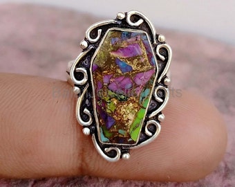 Turquoise Gemstone Ring, 925 Sterling Silver, Meditation Statement Ring, Handmade Ring For Woman, Anxiety Ring, Anniversary Gift Her Ring,