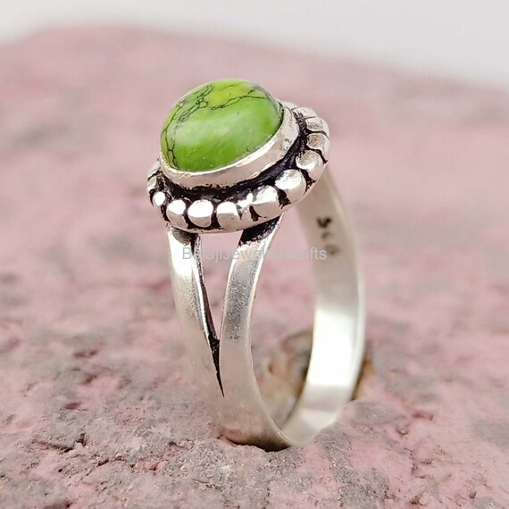 Anello In Argento 925 Fatto A Mano Con Pietra Ovale Howlite – Turchese, Granato, Perla – Gioiello Boho Donna - 4