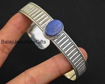 Lapis Gemstone Bangle Bracelet, Natural Stone (55.2mm/2.17