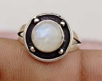925 Sterling Silver Ring, Rainbow Moonstone Ring, Fidget Ring, Statement Ring, Handmade Rings For Women, Bridesmaid Ring, Anniversary Ring,