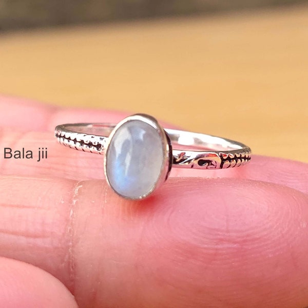 Natural Moonstone, 925 Sterling Silver Ring, Dainty Ring, Promise Ring, Handmade Ring Silver, Women Ring, Anniversary Ring, Statement Ring