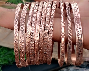 Lot de 11 joncs, jonc en cuivre pur, jonc bohème, bijoux pour femme, jonc fait main, jonc de créateur jonc minimaliste, cadeau pour petite amie
