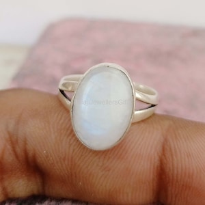 Rainbow Moonstone Ring, Band Ring 925 Sterling Silver, Meditation Ring, Statement Fidget Ring, Handmade Ring For Woman, Anniversary Gift