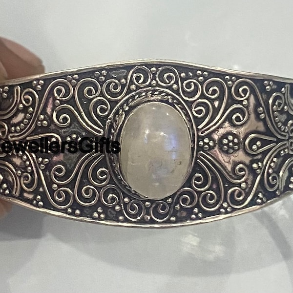 Rainbow Moonstone Gemstone Bangle, 925 Sterling Silver Bangel, Handmade Bangel, Adjustable Bangel, Classic Designer Bangel, Gift Bracelet