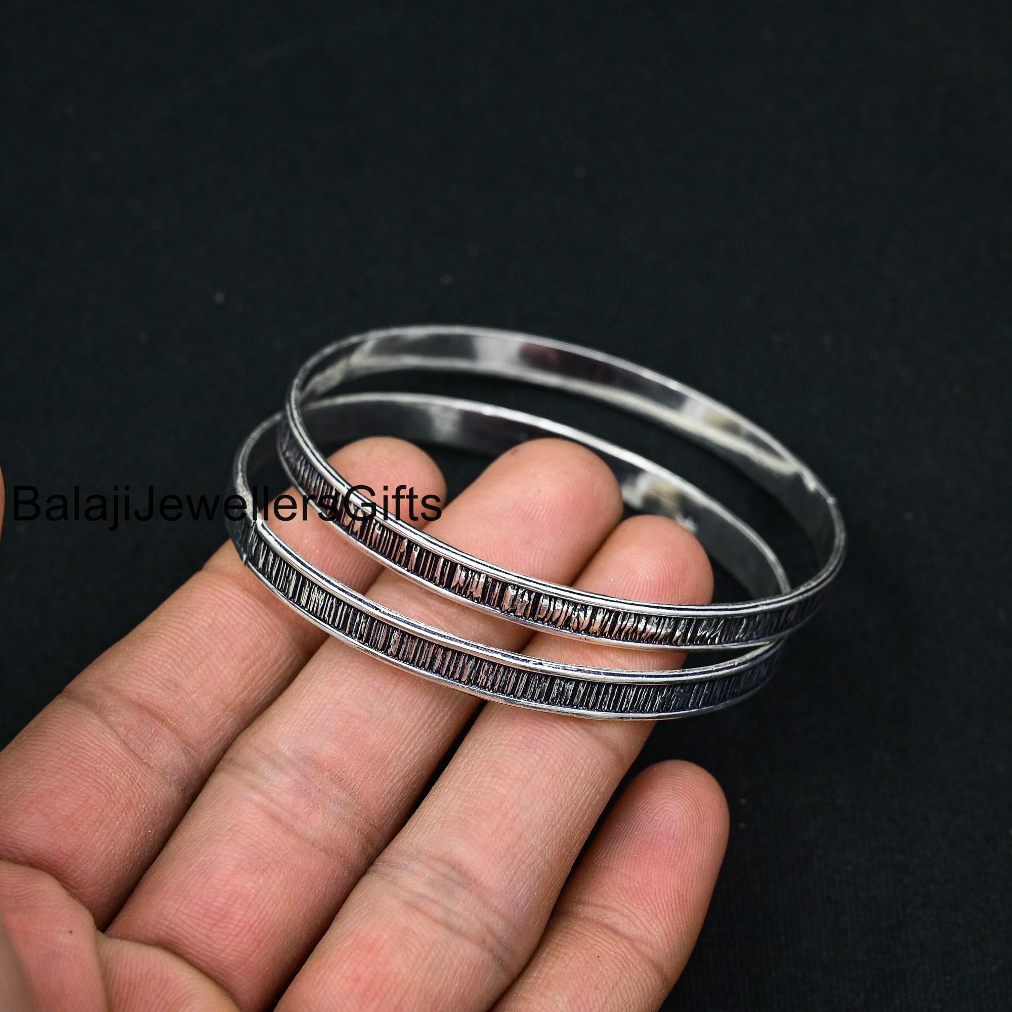 925 Sterling Silver, Beautiful Bangle, Set of 2 Bangles, Valentine