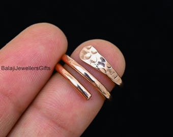 Handmade Hammered Copper Thumb Ring: Boho Wrap Ring