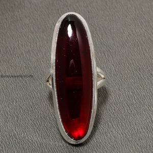 Sterling Silver Long Oval Ring - Choose Your Color, .925 Solid Silver Jewelry - View #3