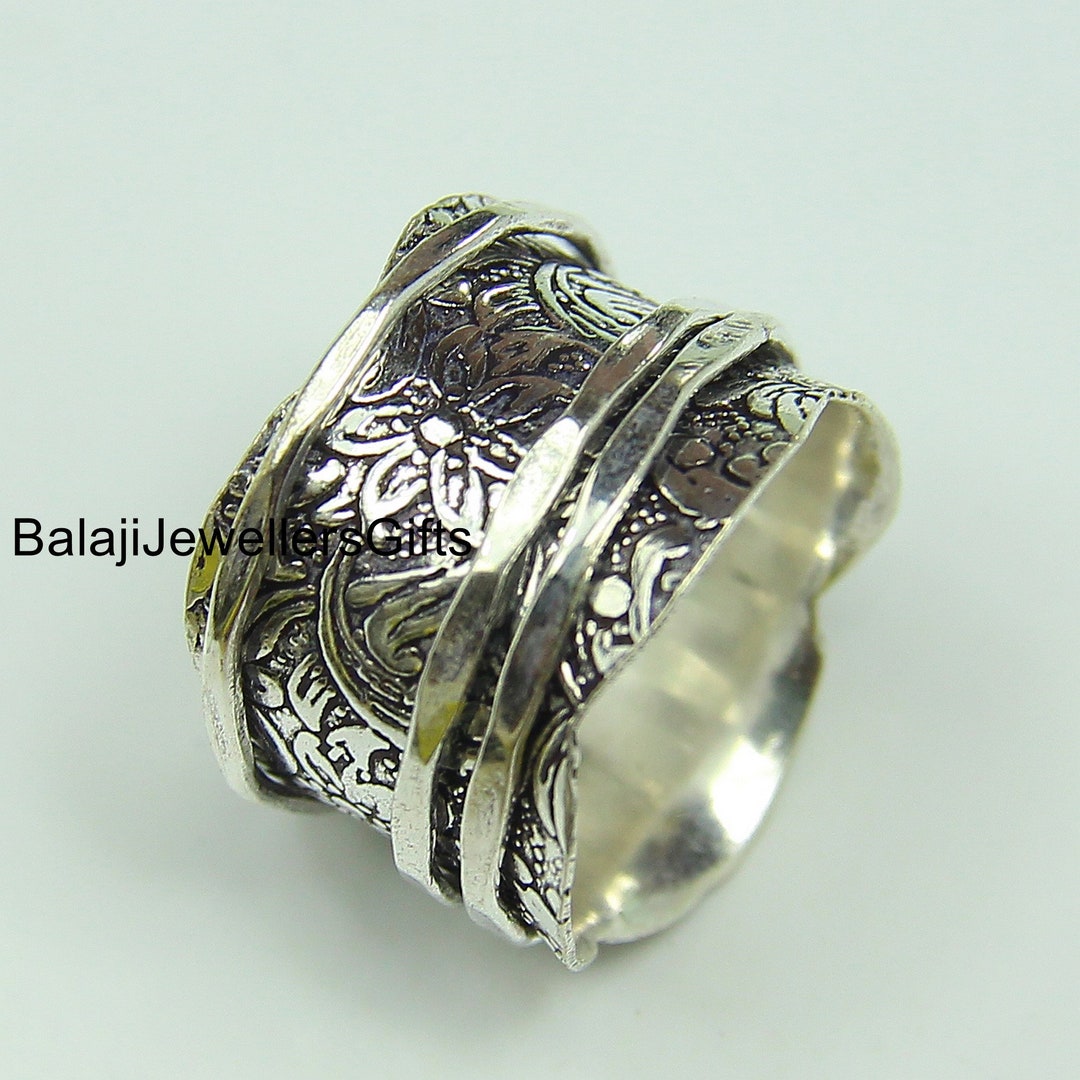Handmade Sterling Silver Spinner Ring: Boho Meditation Anxiety Ring - Etsy