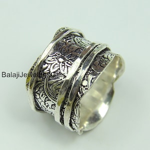 Solid 925 Sterling Silver, Rings For Women, Spinner Ring, Handmade Ring, Meditation Ring, Boho Ring, Anxiety Ring, Spin Ring, Gift For Her,