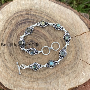 Labradorite Gemstone Bracelet, 925 Sterling Silver Bracelet, Gemstone Bracelet, Popular Gemstone Bracelet, Handmade Silver Jewelry,   B966