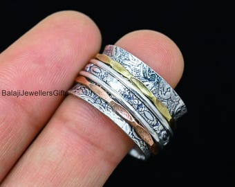 925 Sterling Silver, Anxiety Spinner Ring, Boho Ring, Spinner Fidget Ring, Meditation Ring, Handmade Ring For Women, Perfect Gift Ring,